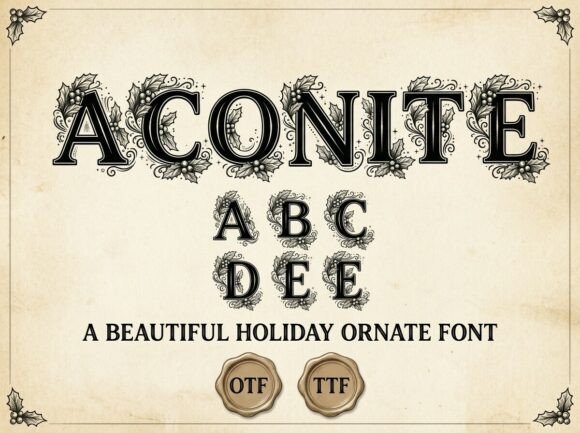 Aconite: A Vintage Winter Display Font for Elegant Editorial Moments